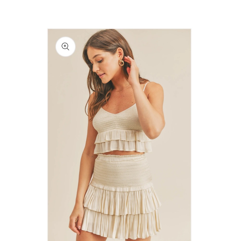 Reset by Jane silky a more skirt - Elegant Cream Ruffled Skirt